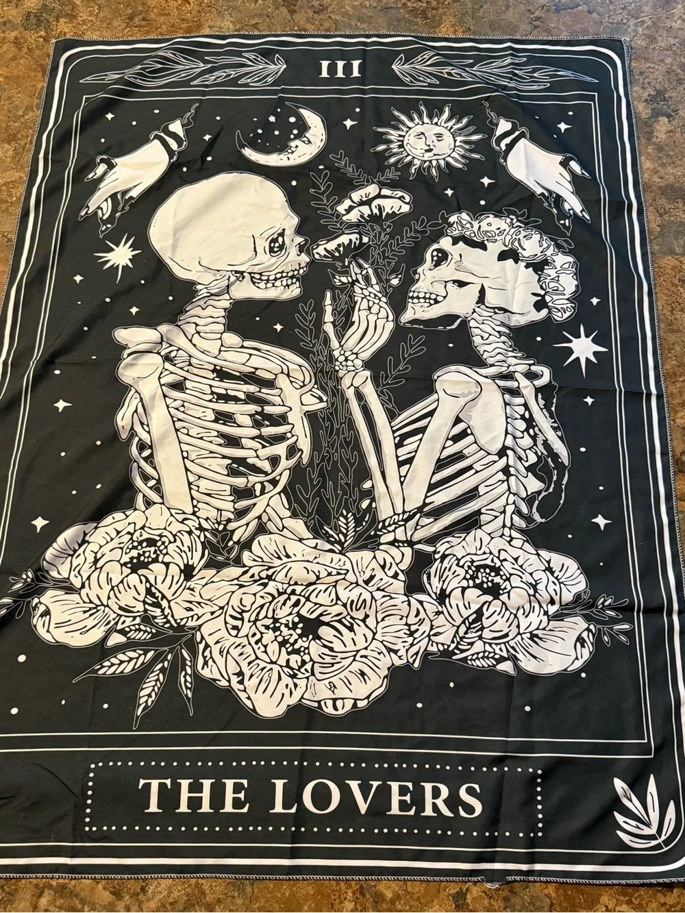 The Lovers Black and White Wall Tapestry - Tarot-Inspired Home Decor Gothic